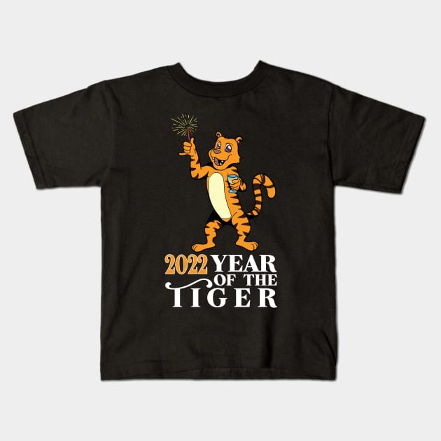 2022 Year of the tiger Kids T-Shirt by Modern Medieval Design